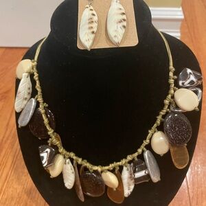 Chico’s unique shell & stone Necklace & matching earrings